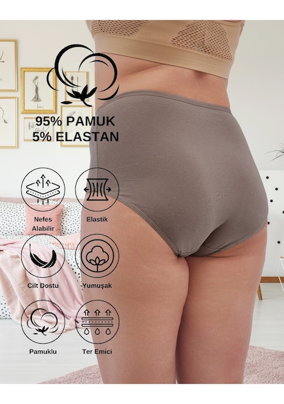 Alya Underwear Kadın Büyük Beden Külot Battal Full Brief, Yüksek Bel 5xl, 6xl, 7xl 5 Farklı Renk 1 Pakette Multicolor-p20 Alya Underwear Kadın Büyük Beden Külot Battal Full Brief, Yüksek Bel 5xl, 6xl, 7xl 5 Farklı Renk 1 Pakette Multicolor-p20