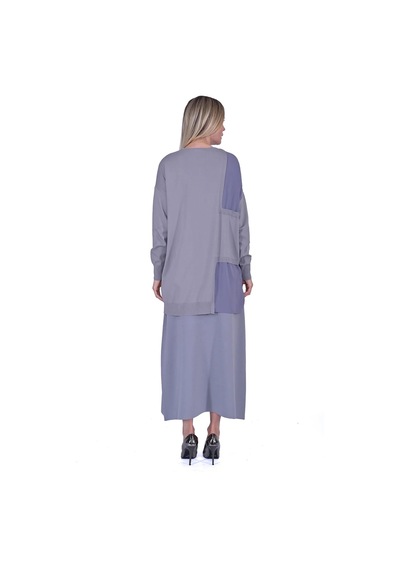 Invee İnvee Pencere Triko Tunik Gri 6986