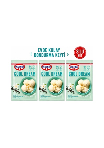 Cool Dream Vanilya Aromalı Dondurma Karışımı 3 Lü Avantaj Seti Evde Kolay Dondurma Keyfi - 886102296