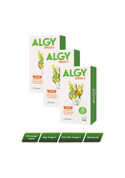 Algy Omega 3 Vegan 500 Mg Dha + Epa 30 Yumuşak Kapsül 3 x 30 Kapsül