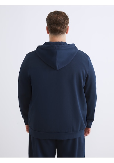 Lcwaıkıkı Classic Lacivert Büyük Beden Kapüşonlu Erkek Kalın Fermuarlı Sweatshirt