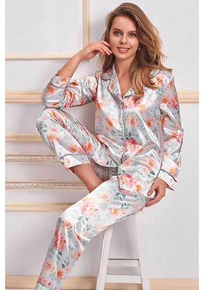 Nurteks 5654x Kadın Büyük Beden Saten Önden Düğmeli Uzun Kollu Pijama Takımı-mint Mint Nurteks 5654x Kadın Büyük Beden Saten Önden Düğmeli Uzun Kollu Pijama Takımı-mint Mint