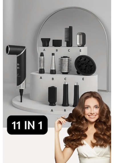 11 Başlık Multi Styler Hava Üflemeli Saç Şekillendirme Kurutma Ço