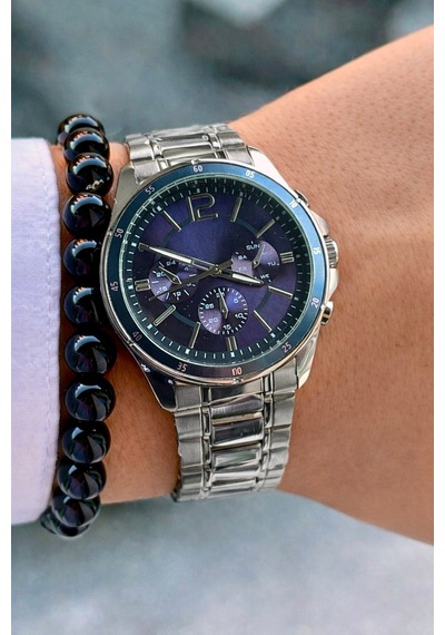 Premium Lüks Exclusive Tasarım Özel Üretim Metal Kordon Erkek Kol Saati-bileklik Hediyeli Lacivert