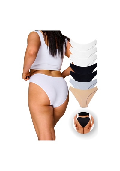 Alya Underwear Kedi Baskılı Su Yolu Lastikli Kadın Bikini Külot-7'li Paket Y02