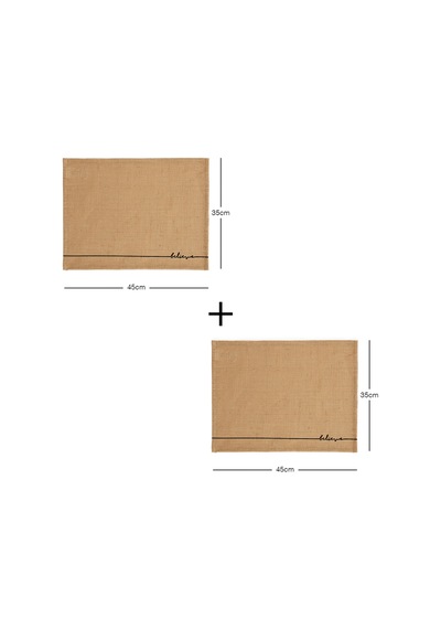 OceanHomeTextile Jüt Believe Baskılı Supla Amerikan Servisi 2 Adet 45 x 35 CM Bej