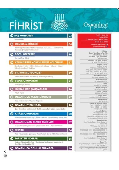 Şubat 2021 Osmanlıca Dergisi