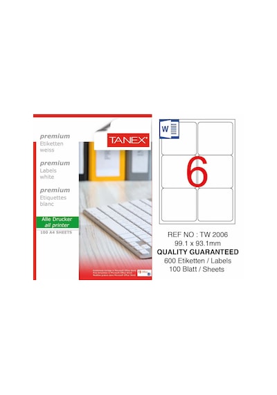 Tanex Laser Etiket 100 Yp 99.1X93.1 Laser-Copy-Inkjet  Tw-2006