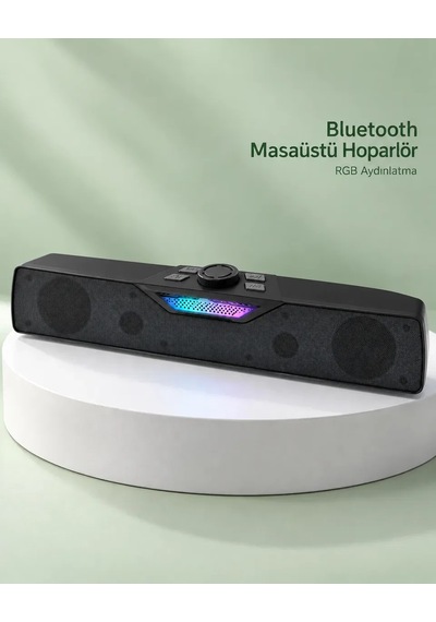 Kablosuz Müzik Dinleme Bluetooth Hoparlör Rgb Aydınlatmalı Siyah
