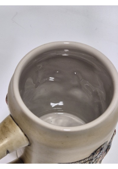 Vintage Tankart Kabartmalı At Arabası Fıçı Figürlü Alman Seramik Bira Bardağı 14cm 002