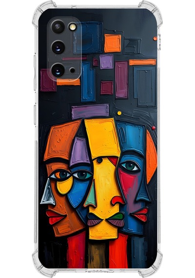 Samsung Uyumlu Galaxy S20 İle Köşe Korumalı Kılıf Metamorfoz Trinite Tasarımlı Uv Baskılı Şeffaf