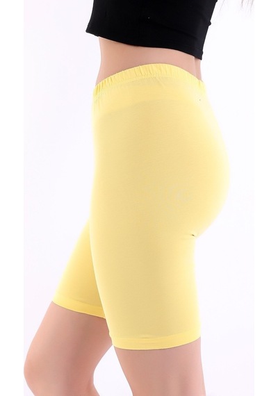 Self Clothing Kadın Sarı Penye Kumaş Yüksek Bel Kısa Tayt Slf1295