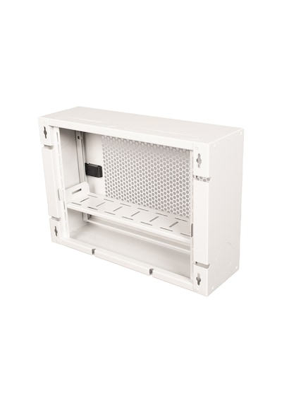 Alfafonet Ziglat 400 Serisi Wifi Box Duvar Tipi Modem Ve Wifi Kutusu 400x120x280 Mm Mat Beyaz Perfore Metal Kapak Montajlı
