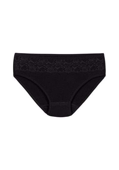 6 Adet Yıldız Bayan Likralı Dantelli Bikini Külot Siyah 3786 Siyah