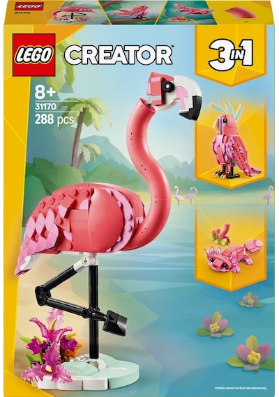 LEGO® Creator 3’ü 1 Arada Vahşi Hayvanlar: Pembe Flamingo 31170 - 8 Yaş ve Üzeri Çocuklar için Yaratıcı Oyuncak Yapım Seti (288)