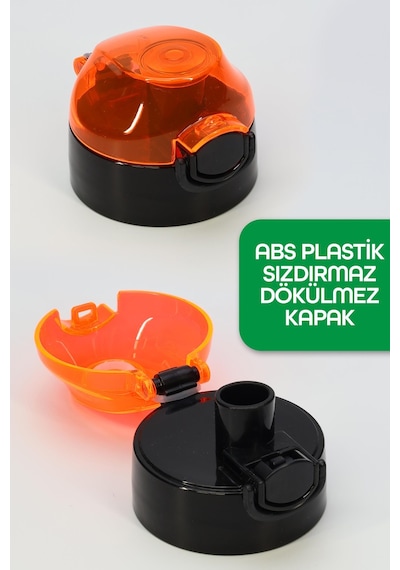 Su Matarası Tritan Geniş Ağız Su Şişesi Grafiti Spor Matarası Suluğu Bpasız 800 Ml Turuncu 0104