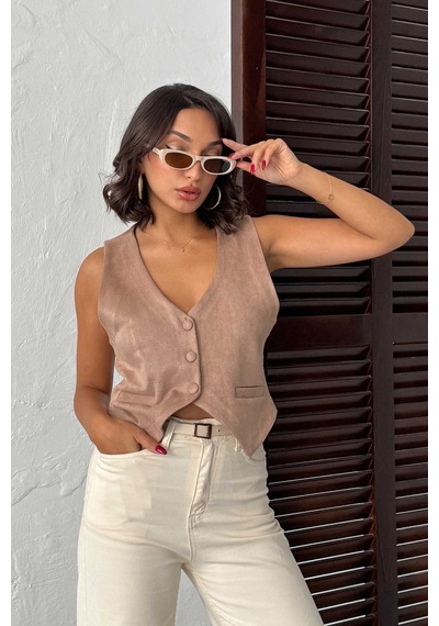Verymoda Suet Yelek Vmf1528 VİZON