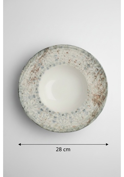 6'lı Valencia Makarna Tabağı 28cm Dijital Fade-b Rinart Krem
