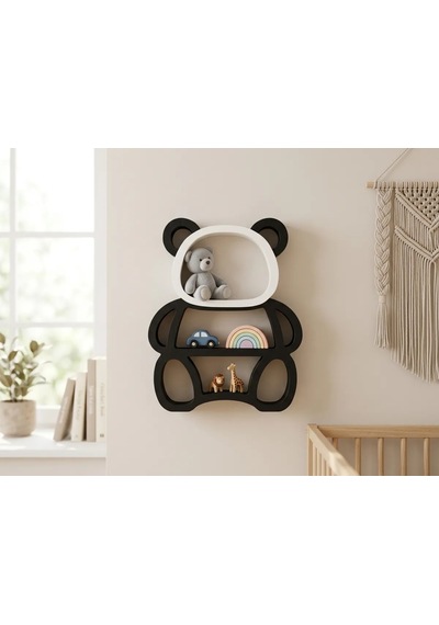 Bşkvirgo 3d Baskı Panda Şeklinde Duvar Ve Masa Rafı Çocuk Odası Oyuncak Rafı Siyah Beyaz Panda Kitaplık Bsk2026 Diğer