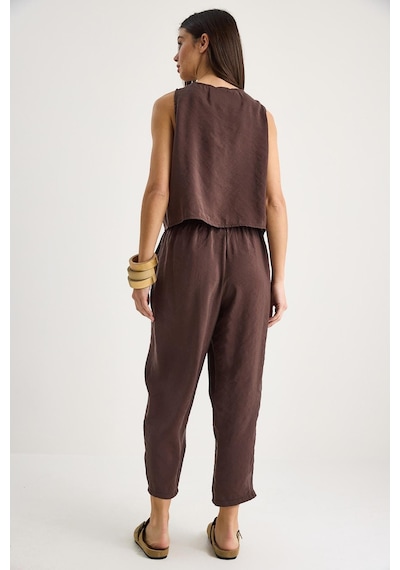 Shade Kadın Kalın Askılı Bluz Beli Lastikli Pantolon Modal Takım 3089 60283231 - Acı Kahve Çok Renkli
