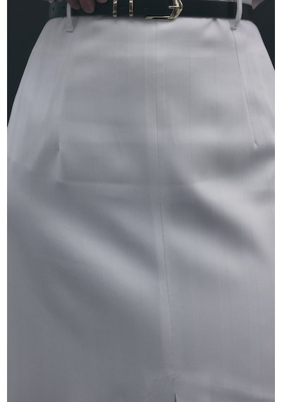 Sateen Anna Yırtmaçlı Etek - Ekru-137174 Ekru