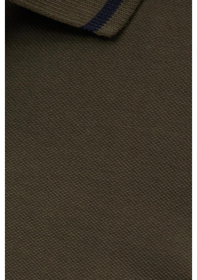 Tudors Erkek Slim Fit Dar Kesim %100 Pamuk Yumuşak Dokulu Serin Tutan Kumaş Düz Pike Haki Polo Yaka Tişört-42250 Haki