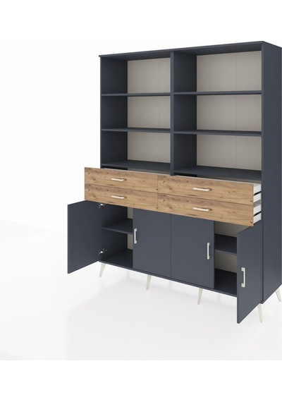 Hyperion Gardrop 8 Raflı 4 Çekmeceli 4 Kapaklı 176x44x221 Antrasit-antrasit/çam Antrasit/çam Hyperion Gardrop 8 Raflı 4 Çekmeceli 4 Kapaklı 176x44x221 Antrasit-antrasit/çam Antrasit/çam