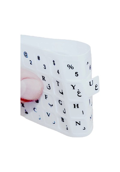 Farsça Klavye Etiketleri Farsi Şeffaf Olmayan Pvc Mat Beyaz Arka Plan, Siyah Harfler
