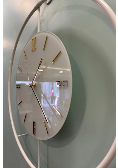 MetaQuartz Aksesuar (Orta Boy-38*58 cm) Beyaz Timelles - Pilli Ledli - Metal Duvar Saati