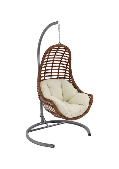 Monalin Home Garden Roma Rattan El Örgüsü Balkon Teras Bahçe Salıncağı Kahverengi