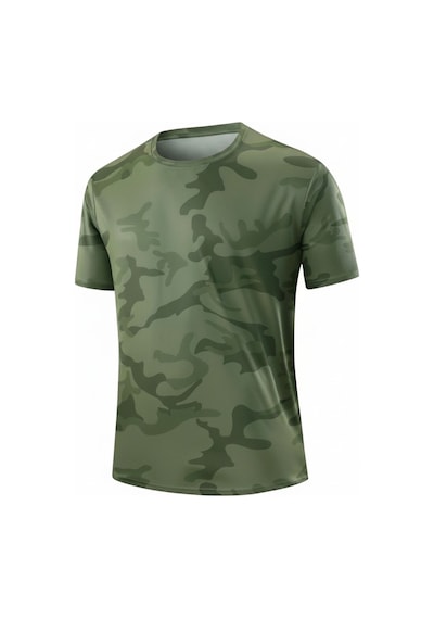 Serablanka 3'lü Erkek Nem Emici Hızlı Kuruma Atletik Teknik Kamuflaj Desenli Spor T-shirt Siyah-gri-haki
