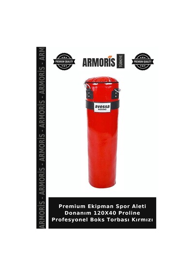 Premium Ekipman Spor Aleti Donanım 120x40 Proline Profesyonel Boks Torbası Kırmızı
