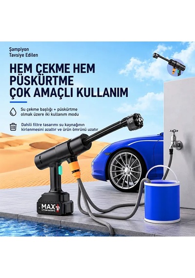 Hepsi Ezere Jetclean Pro 18000rpm Şarjlı Yüksek Basınçlı Araç Ve Bahçe Yıkama Temizleme Tabancası- 5775 Najma
