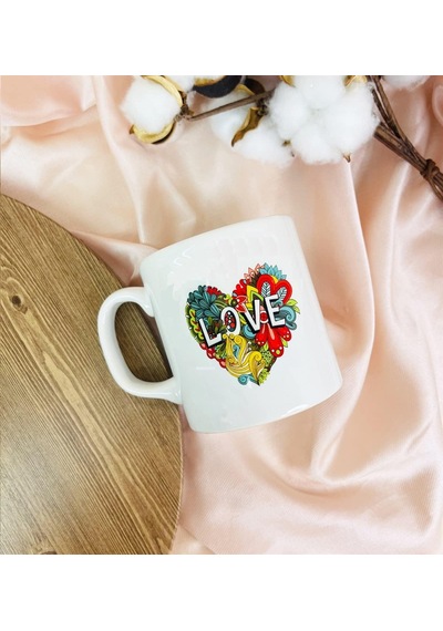 Love Kalp Tasarımlı Kupa Bardak Beyaz - Çok Renkli