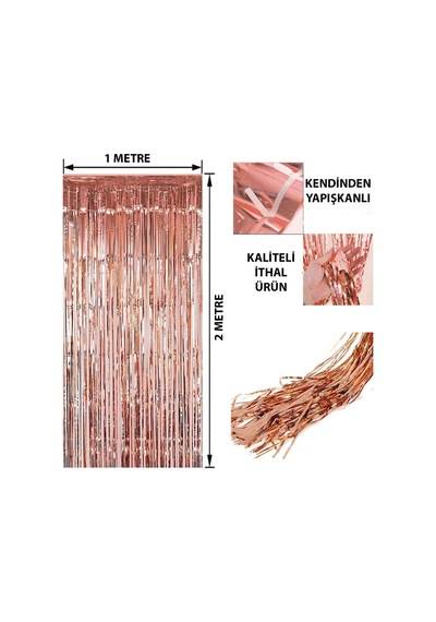 Mey İthalat Rose Gold Püsküllü Kapı Perdesi - Parti, Bekarlığa Veda, Doğum Günü 1x2 M Diğer