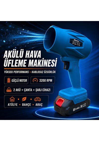 Prohummer Ph347 Çift Akülü Hava Üfleme Makinesi 88vf Mavi