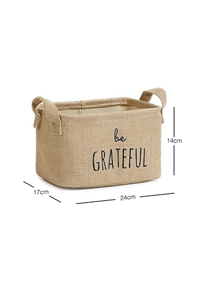 Ocean Home Textile Baskılı Jüt Dikdörtgen Sepet //24x17x14 Aahşap