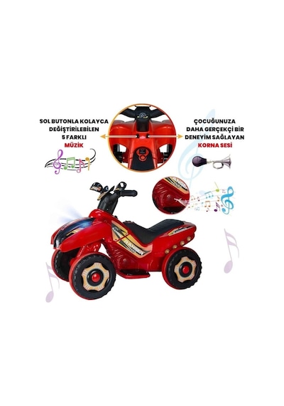 Uzaktan Kumandalı Akülü Atv Ranger 6 Volt 35 Kg Taşıma Kapasitesi Kırmızı