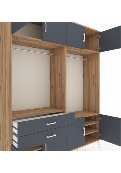 Hyperion Gardrop 7 Raflı 2 Çekmeceli 2 Askılı 176x44x221 Çam-antrasit Antrasit Hyperion Gardrop 7 Raflı 2 Çekmeceli 2 Askılı 176x44x221 Çam-antrasit Antrasit
