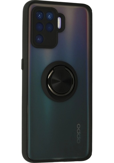 Newface Oppo Reno 5 Lite Kılıf Montreal Yüzüklü Silikon Kapak Semeglbl - 49 - Siyah Sıyah