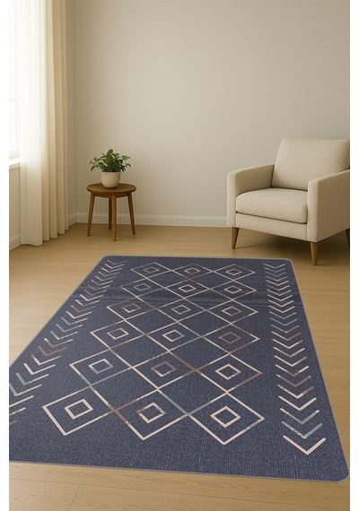 Modern Desenli Dijital Baskı Kaymaz Taban Halı H0180 Renkli