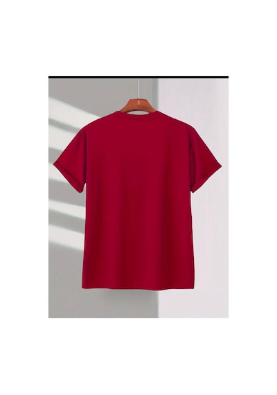 Medinenur Göğüs Baskılı Basic T-shirt Kırmızı