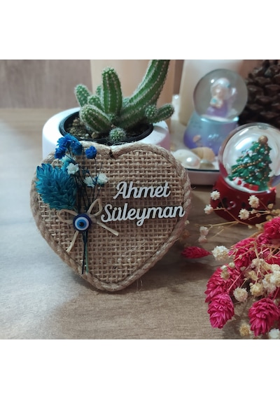 Kişiye Özel Ahşap Mıknatıslı Jüt Magnet 10'lu
