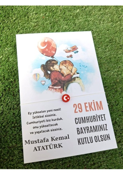 Atatürk & Çocuk Konsept 10 Adet Kırmızı Türk Bayraklı 29 Ekim Hediye - Cumhuriyet Bayramı Hediye