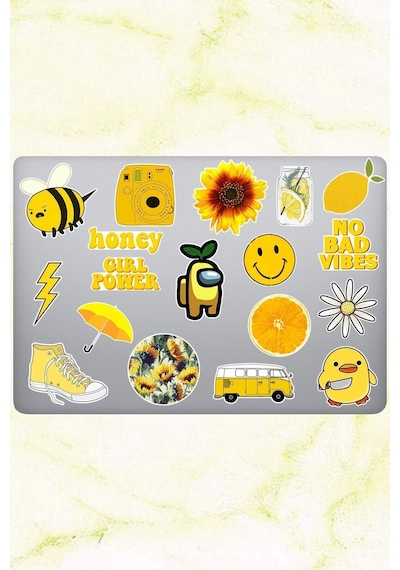 Sarı Temalı Sticker Seti Laptop Ajanda Pc Tablet Telefon Defter Etiket Bullet Journal Diğer