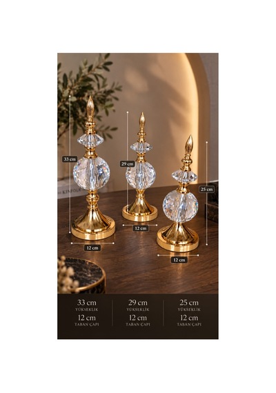 Kristal Detaylı Metal Gövdeli Dekoratif Aksesuar Sarı