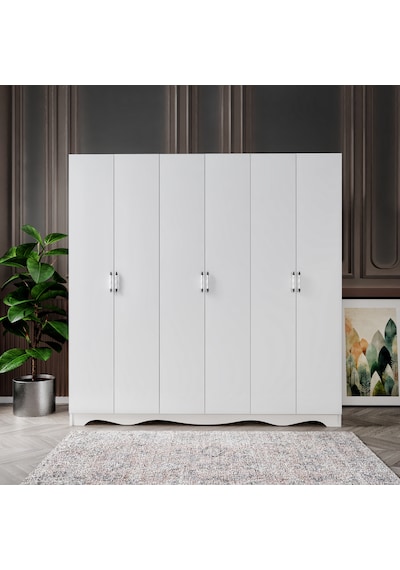 Free 6 Kapaklı 2 Çekmeceli Modern Modüler Gardırop, Elbise Dolabı