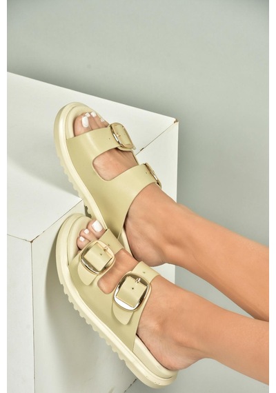 Fox Shoes U725042109 Bej Kadın Terlik Bej-suni Deri
