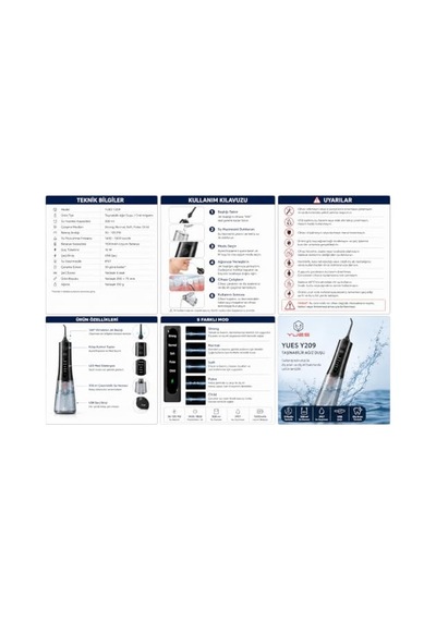 Yues Y209 Taşınabilir Ağız Duşu, Şarjlı Oral Irrigator, 300 Ml Su Hazneli Diş Duşu, 5 Modlu Diş Arası Temizleyici, Ipx7 Su Geçirmez, Usb Şarjlı, 2 Başlıklı