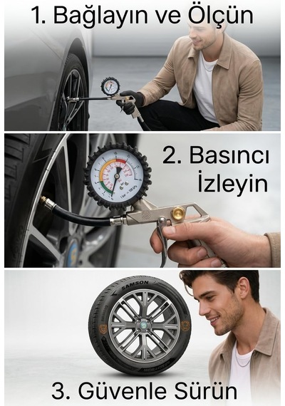 Tr Profesyonel Lastik Şişirme Tabancası Ve Hava Saati 220 Psı 16 Bar Çelik Alaşım Güçlü Gövde 722642